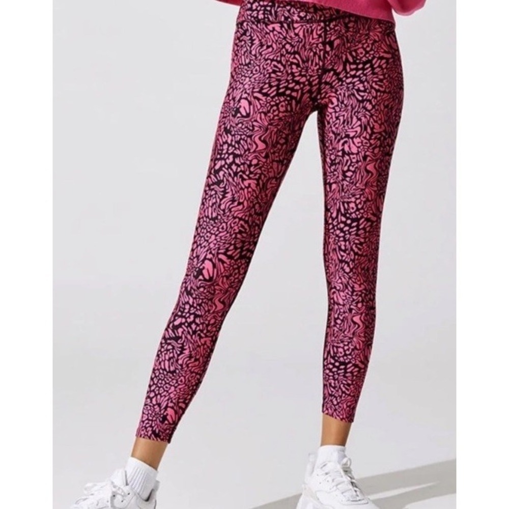 CARBON 38 Hot Pink Leopard Leggings S Gym Yoga Running